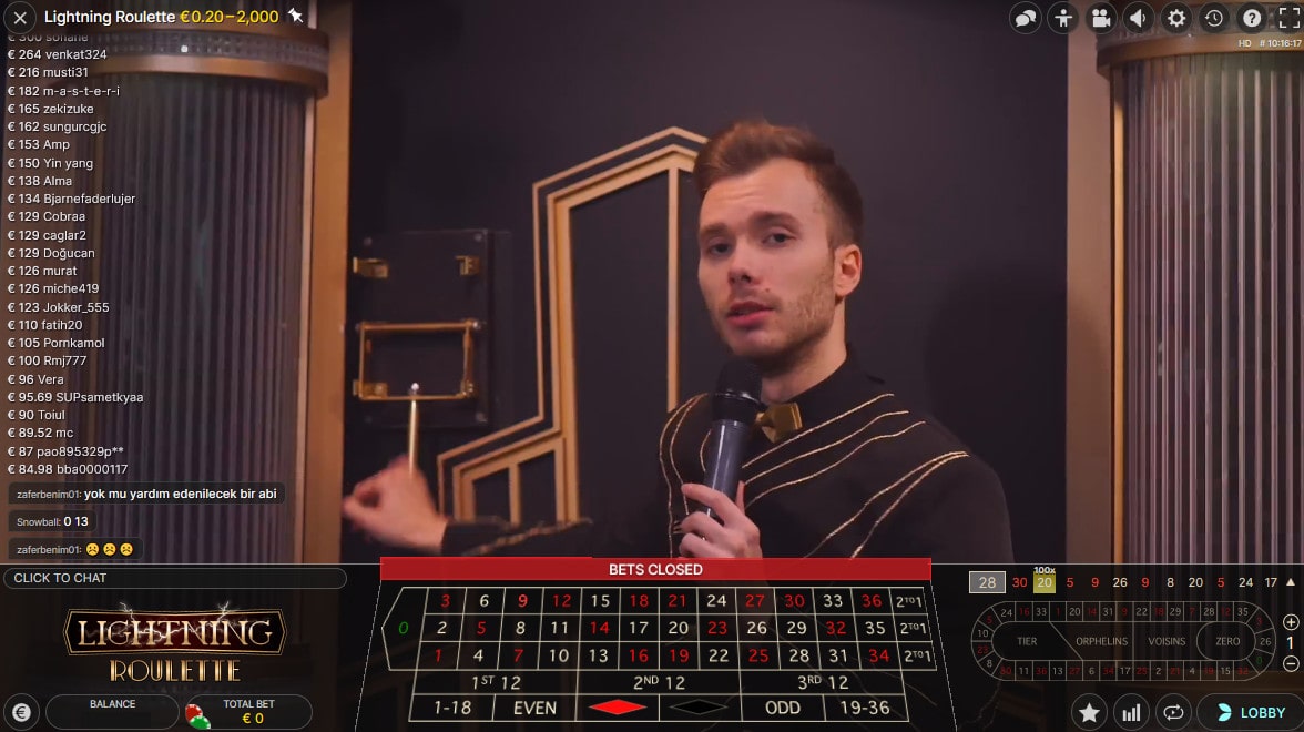 Dealer launches the multiplier mechanism for the Lightning Roulette