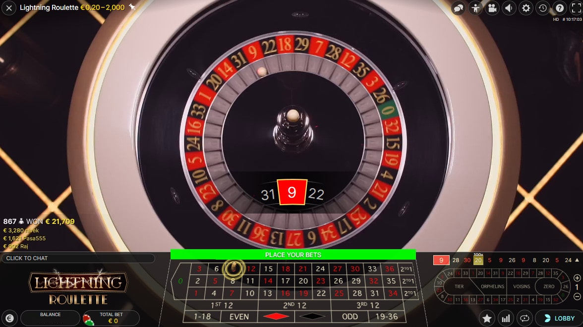 Winning Number of the Lightning Roulette